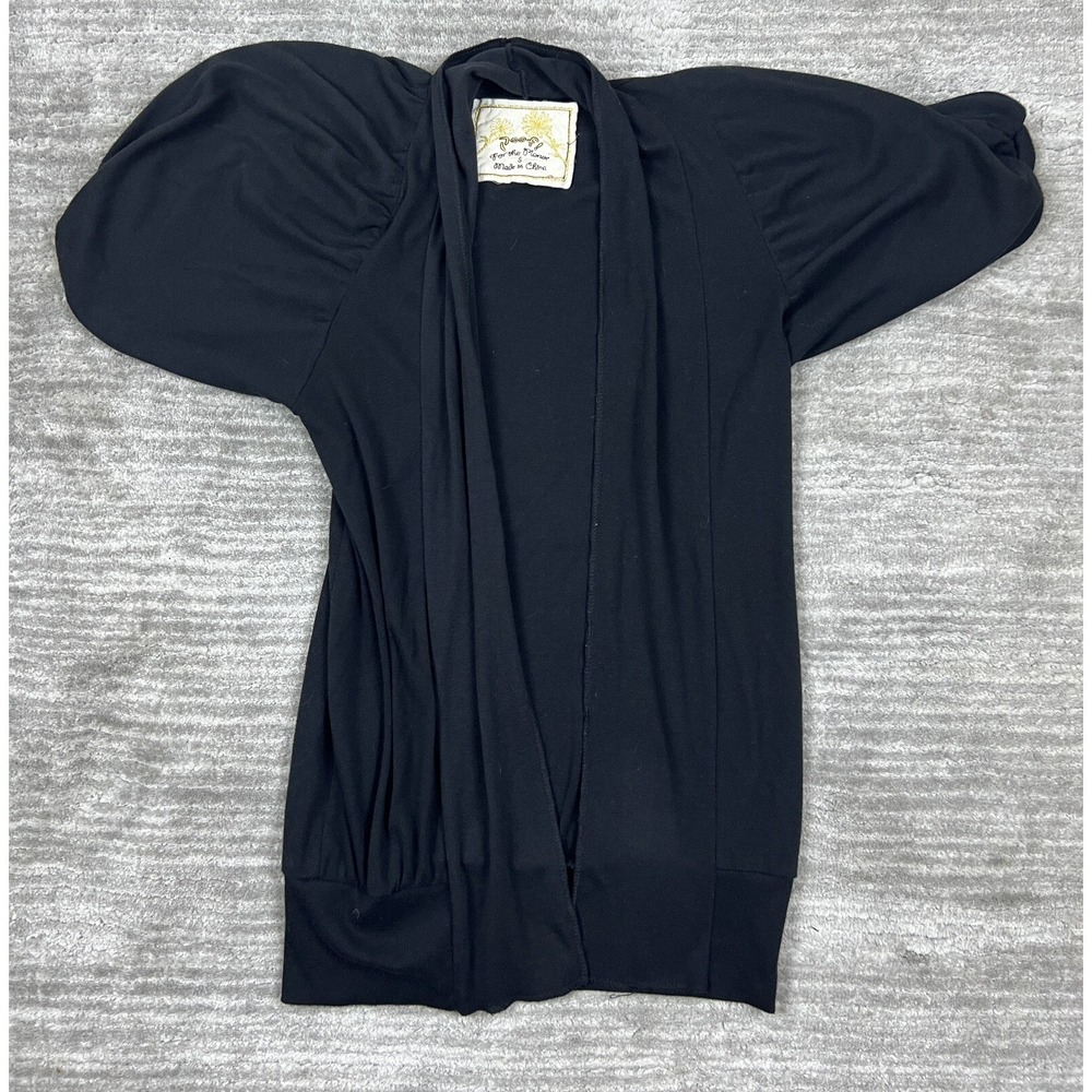 Poof! For the Planet Womens Cardigan‎ Small Black Short Sleeve Knit